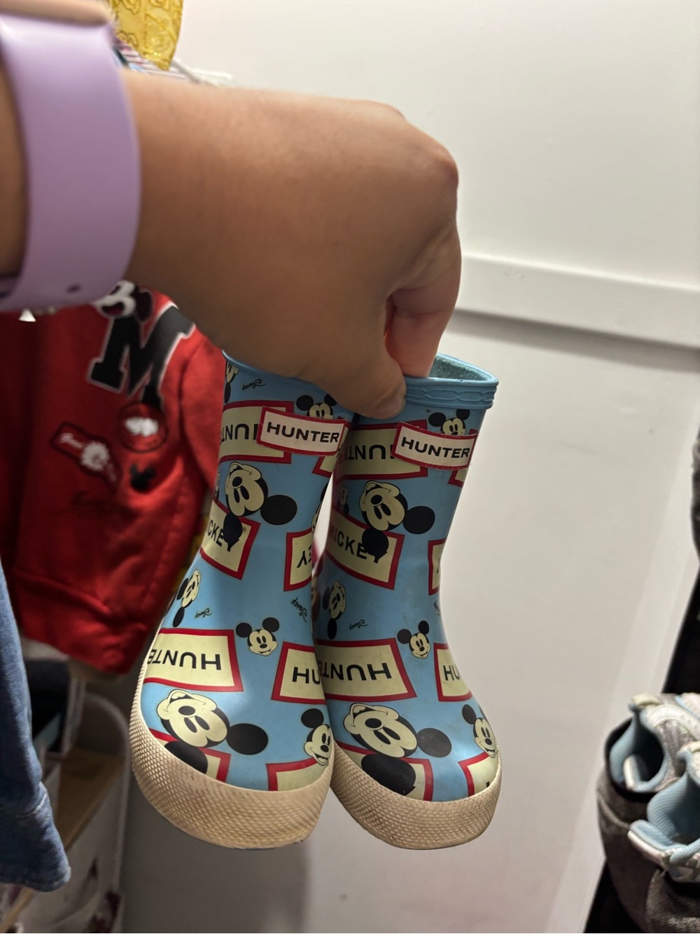 Hunter Kids Light Blue Mickey Mouse Rain Boots